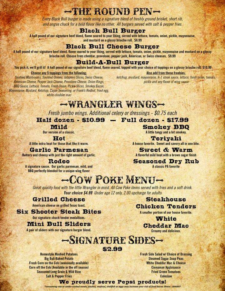 Black Bull Saloon - Dayton, PA menu_pic