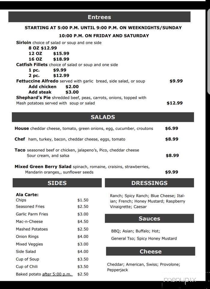 High Street Bar & Grill - Wingate, IN menu_pic