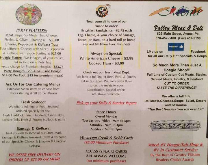Avoca Deli - Avoca, PA menu_pic