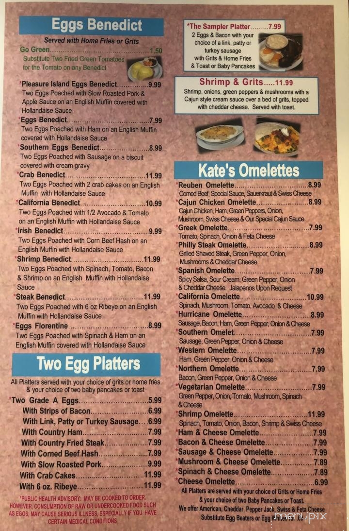 Kate's Pancake House - Carolina Beach, NC menu_pic