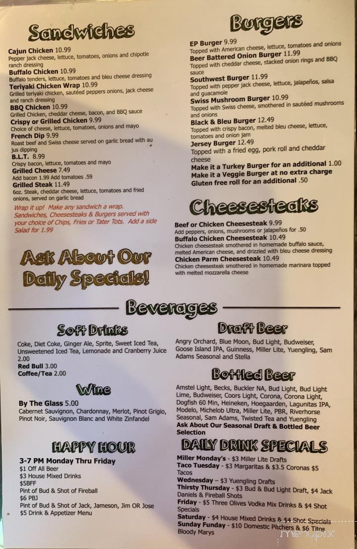 The Extra Pint Bar & Grill - Manville, NJ menu_pic