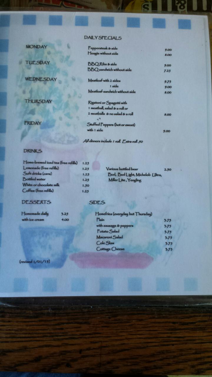 Eighth Street Confectionery - Fairmont, WV menu_pic