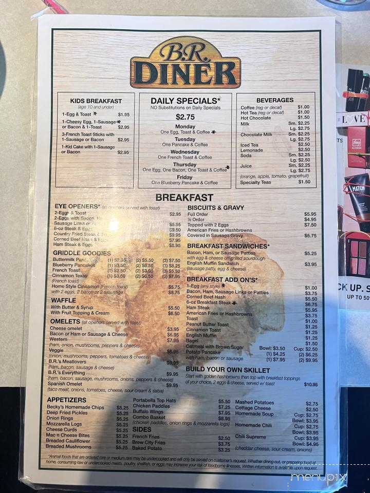 BR Diner - Redgranite, WI menu_pic