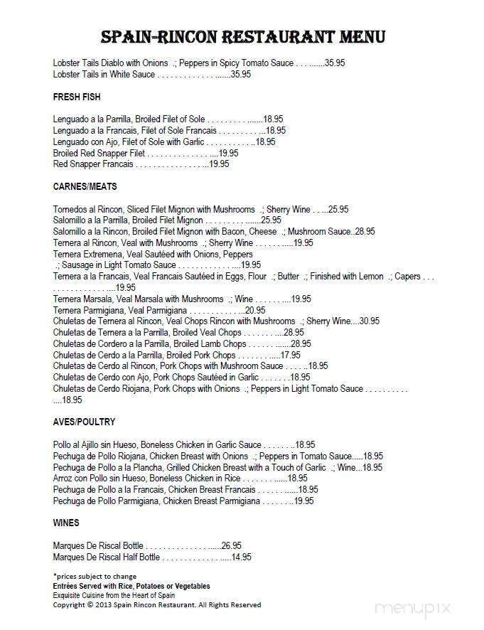 Spain Rincon - Wharton, NJ menu_pic