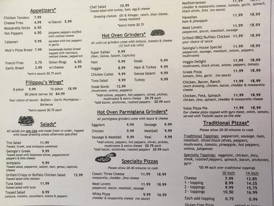 Filippou's Pizza - North Kingstown, RI menu_pic