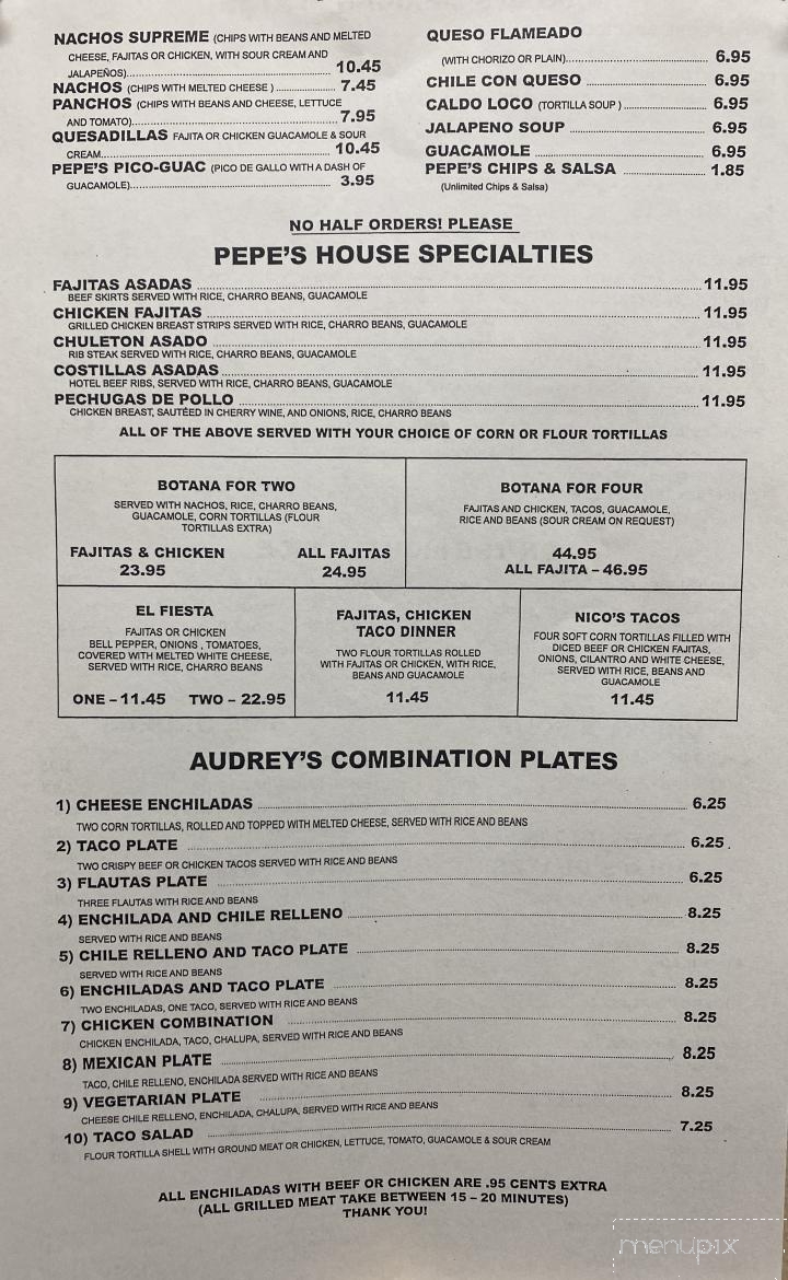 Pepe's Mexican Restaurant - Harlingen, TX menu_pic