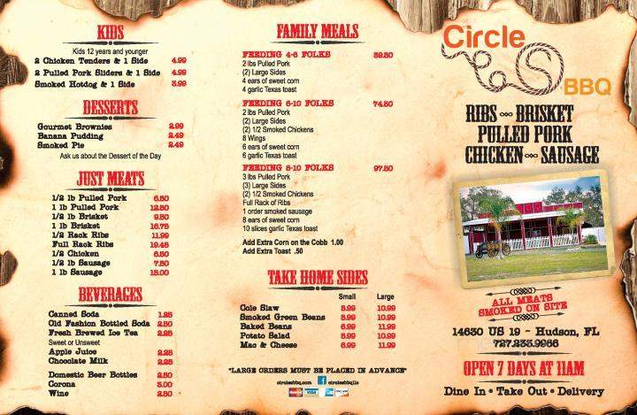 Circle S BBQ - Hudson, FL menu_pic
