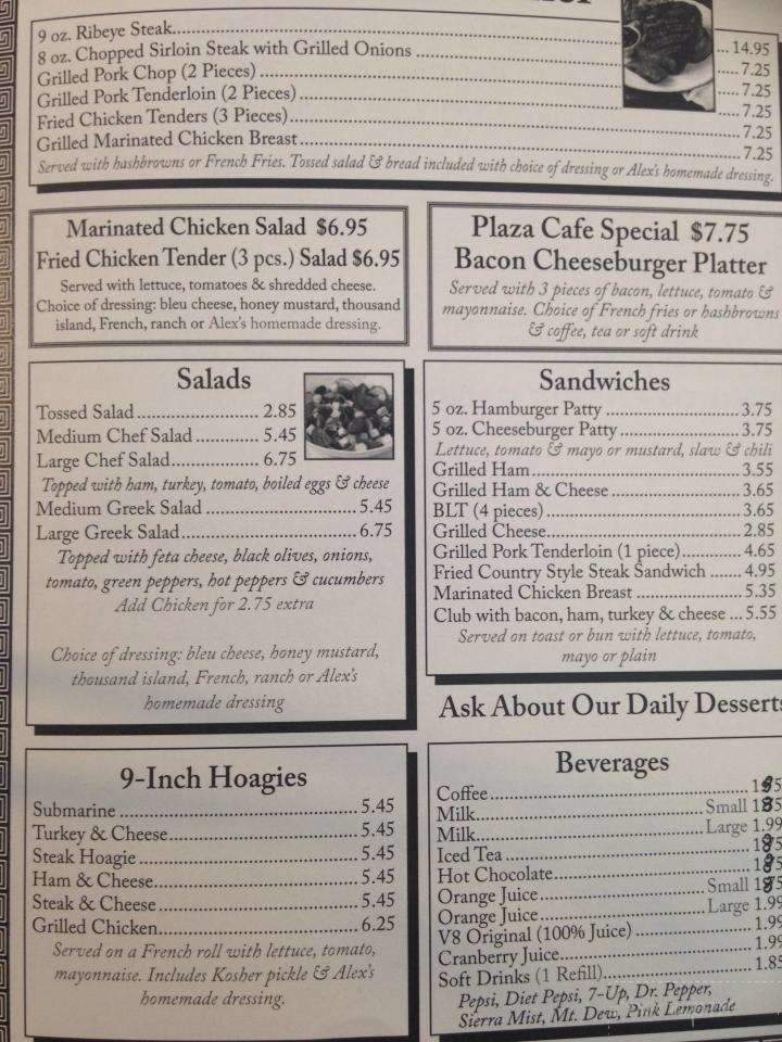 Plaza Cafe - High Point, NC menu_pic