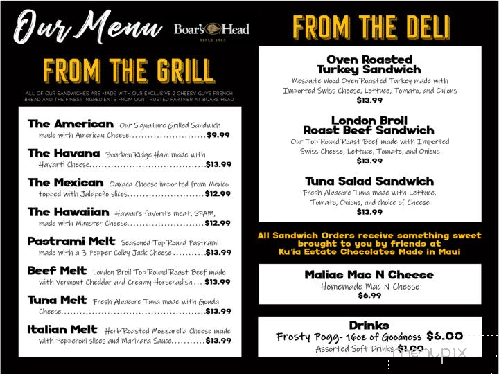 2 Cheesy Guys - Waikapu, HI menu_pic