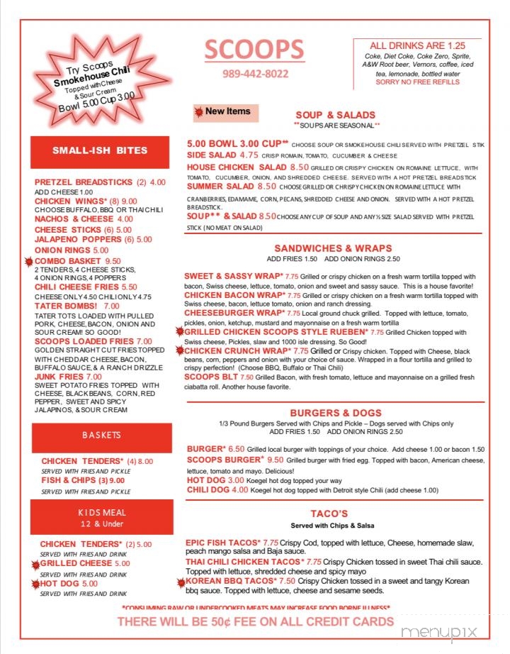 Scoops Ice Cream Cafe - Coleman, MI menu_pic
