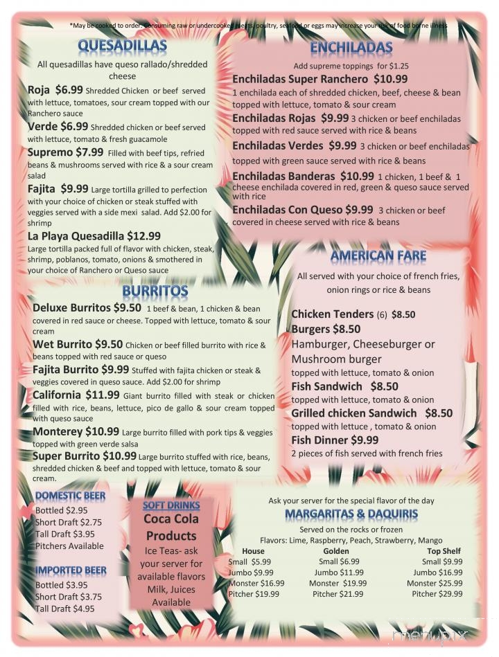 La Playa Azul Cocina & Cantina - Lakeview, OH menu_pic