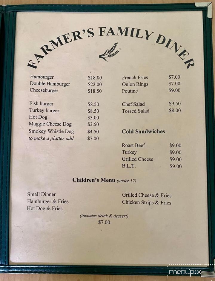 The Farmer's Family Diner - Aylesford, NS menu_pic