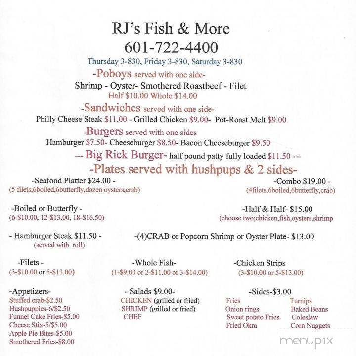 R.J.'s Fish - Seminary, MS menu_pic