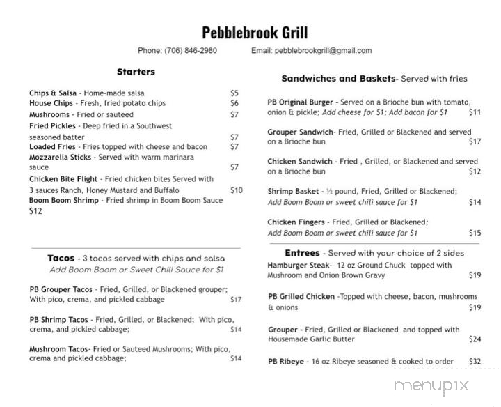 Pebblebrook Golf Grill - Woodbury, GA menu_pic
