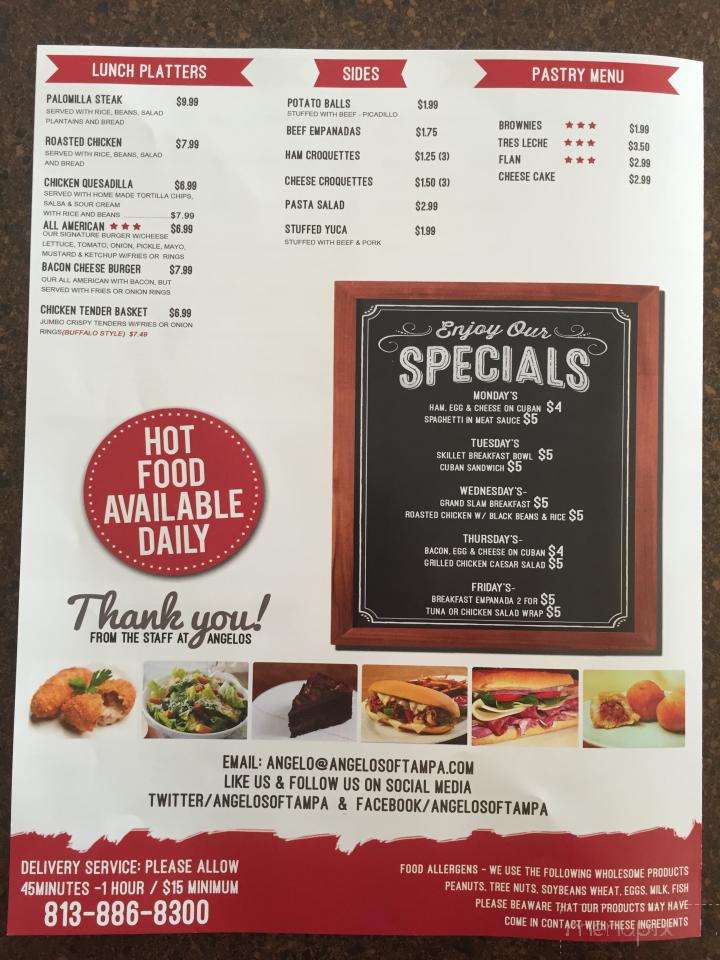 Angelos Deli Cafe - Tampa, FL menu_pic