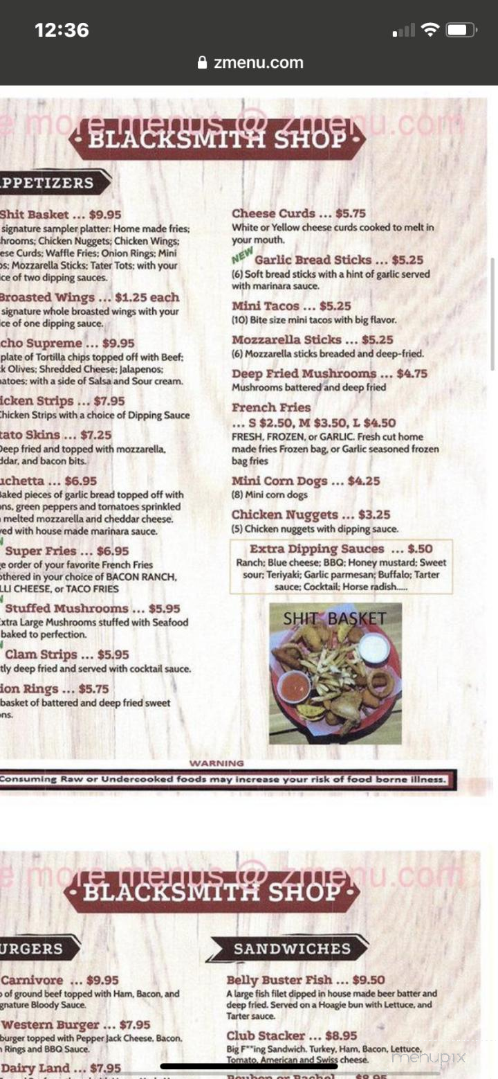 Blacksmith Shoppe Restaurant - Rolling Prairie, IN menu_pic