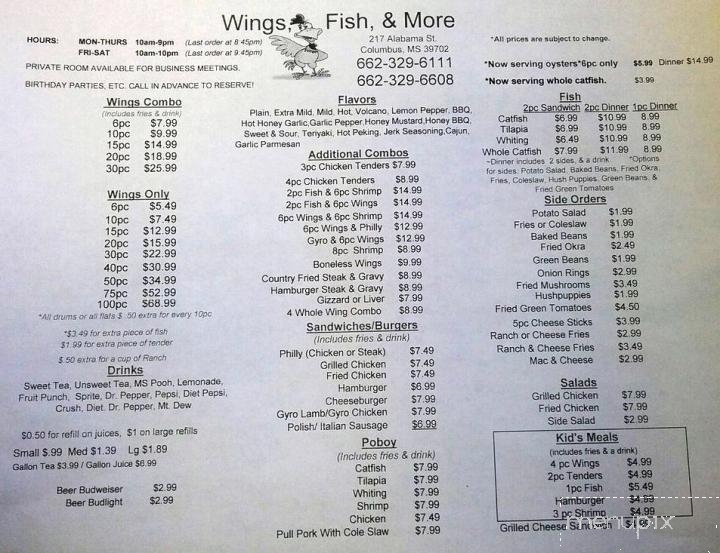 Wings Fish and More - Columbus, MS
