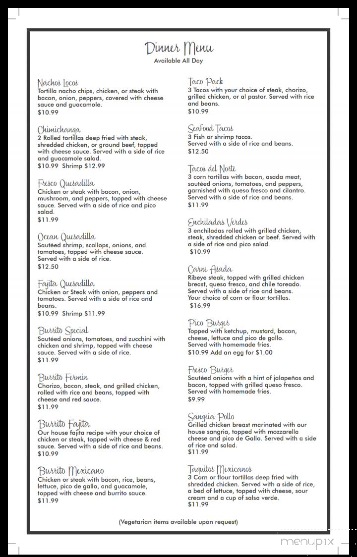 Fresco Fajita House - Beloit, WI menu_pic