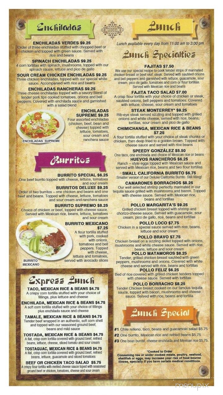 Margaritas Mexican Restaurant - West Memphis, AR menu_pic