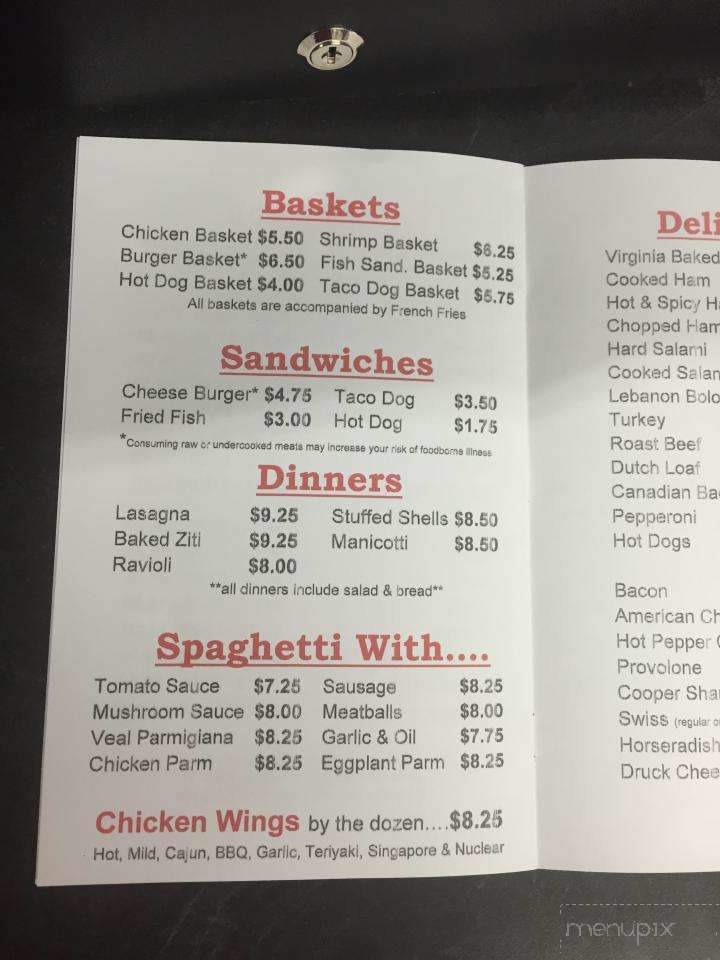Thad's Place - Montgomery, PA menu_pic