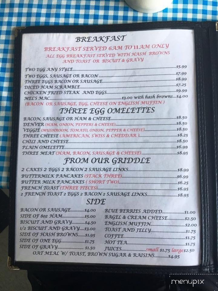 Mel's Diner - Beatty, NV menu_pic