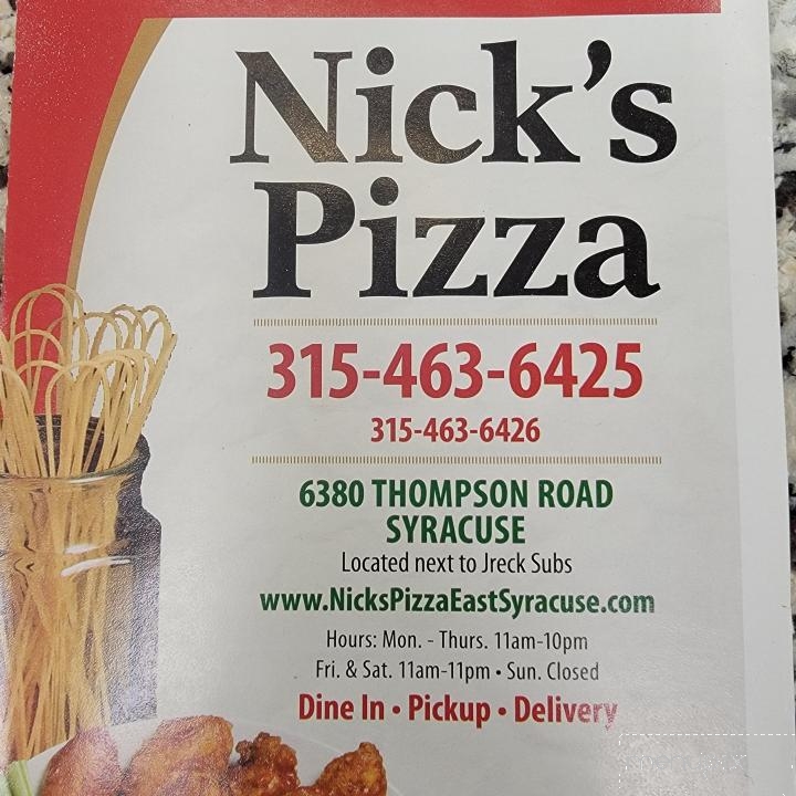 Nicks Pizza - Syracuse, NY
