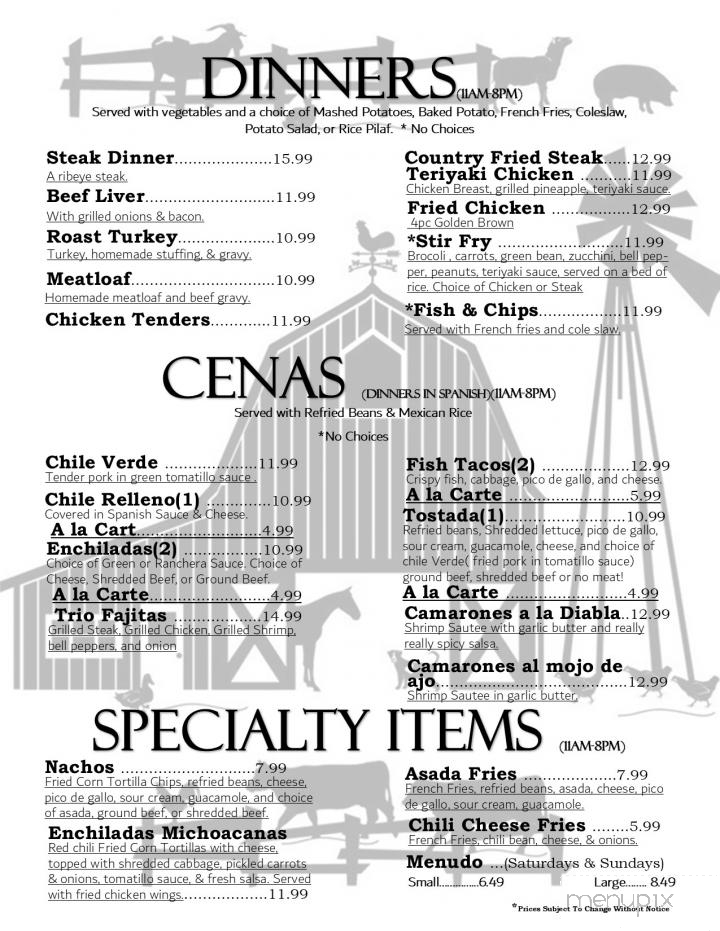 Hills Country Kitchen - Yucaipa, CA menu_pic