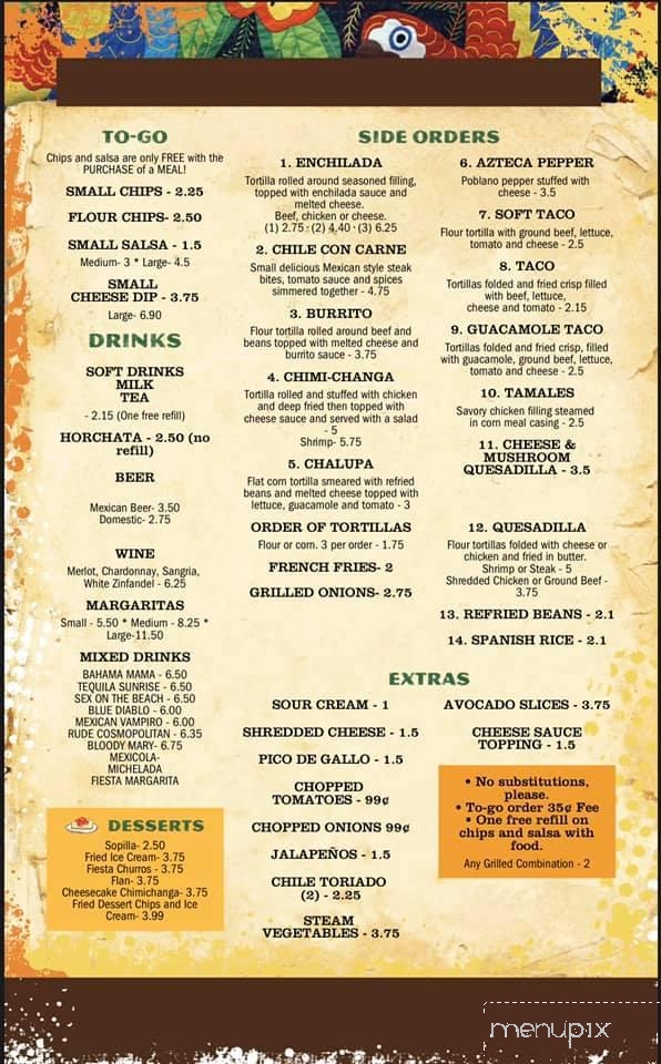 Azteca Mexican - Columbia, MS menu_pic
