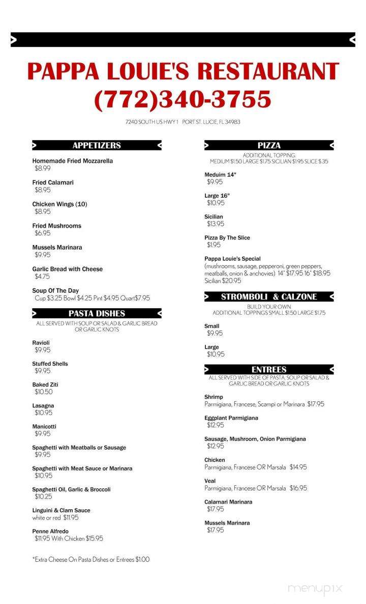 Pappa Louies - Port St Lucie, FL menu_pic