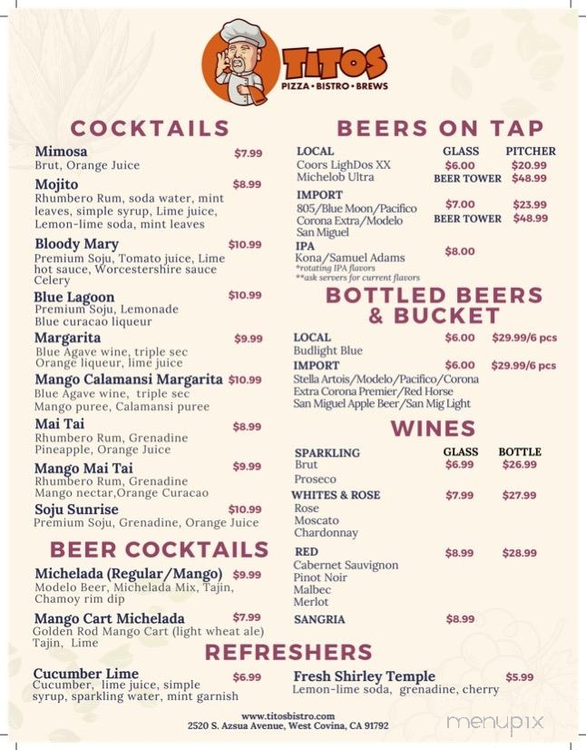 Titos Pizza Bistro Brews - West Covina, CA menu_pic