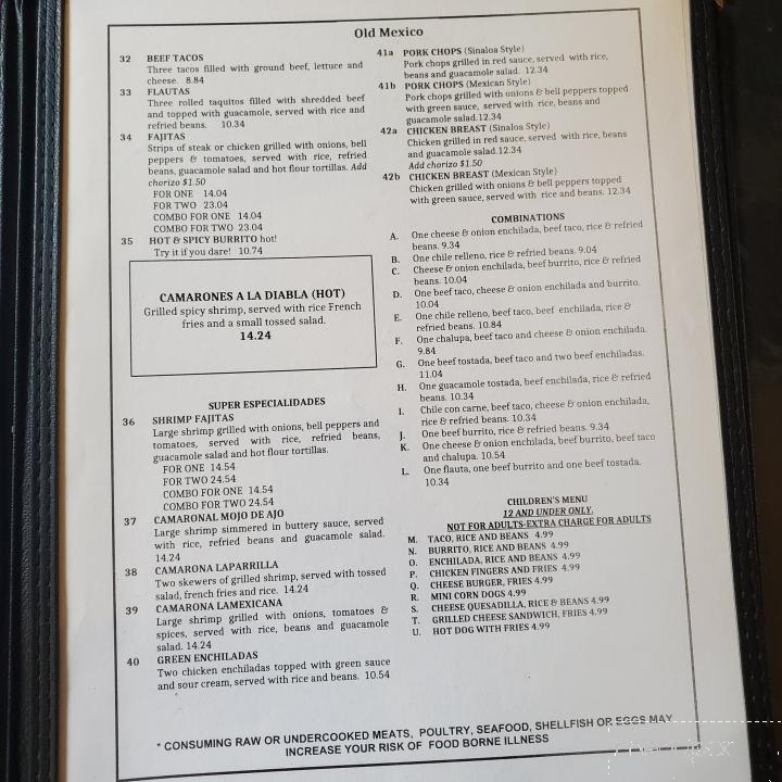 Old Mexico Mexican Restaurant - Moultrie, GA menu_pic