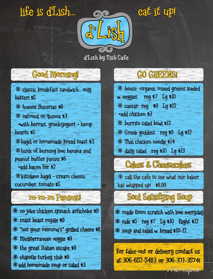 D'Lish by Tish Cafe - Saskatoon, SK menu_pic