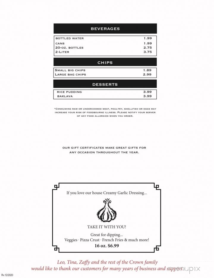 Crown Pizza - Waterford, CT menu_pic
