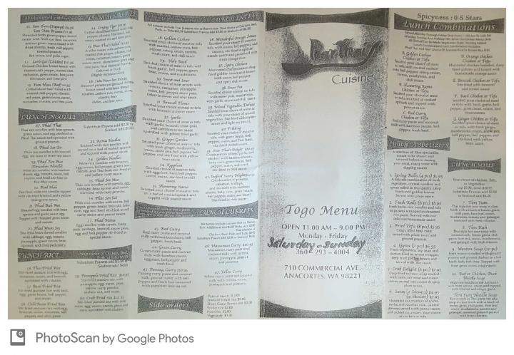 Pear Thai Cuisine - Anacortes, WA menu_pic