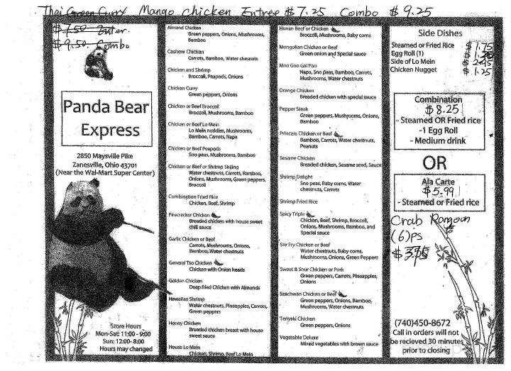 Panda Bear Express - Zanesville, OH