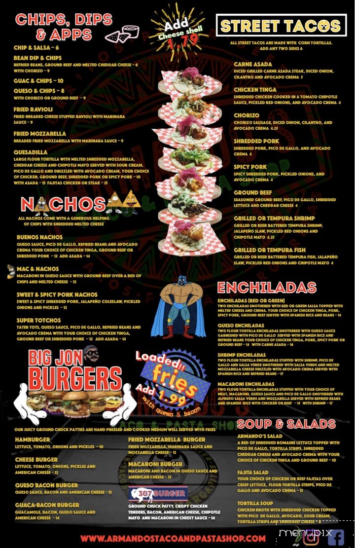 Armando's Taco & Pasta Shop - Gillette, WY menu_pic
