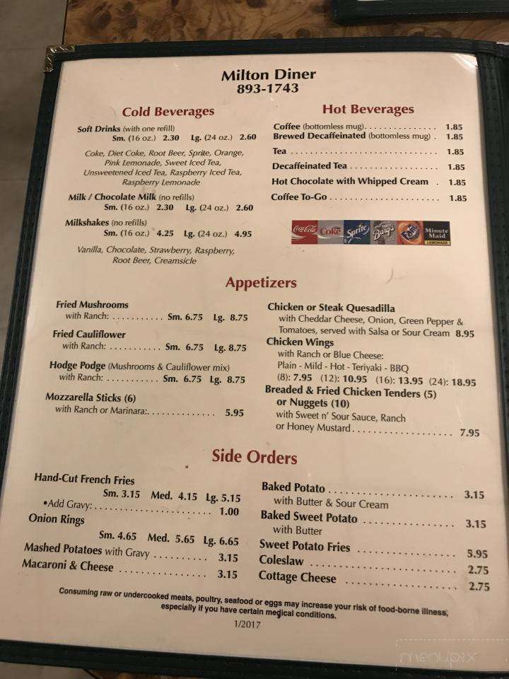 Milton Diner - Milton, VT menu_pic