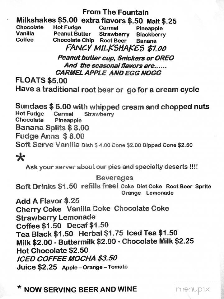 Screamin Chicken Diner - Gaston, OR menu_pic