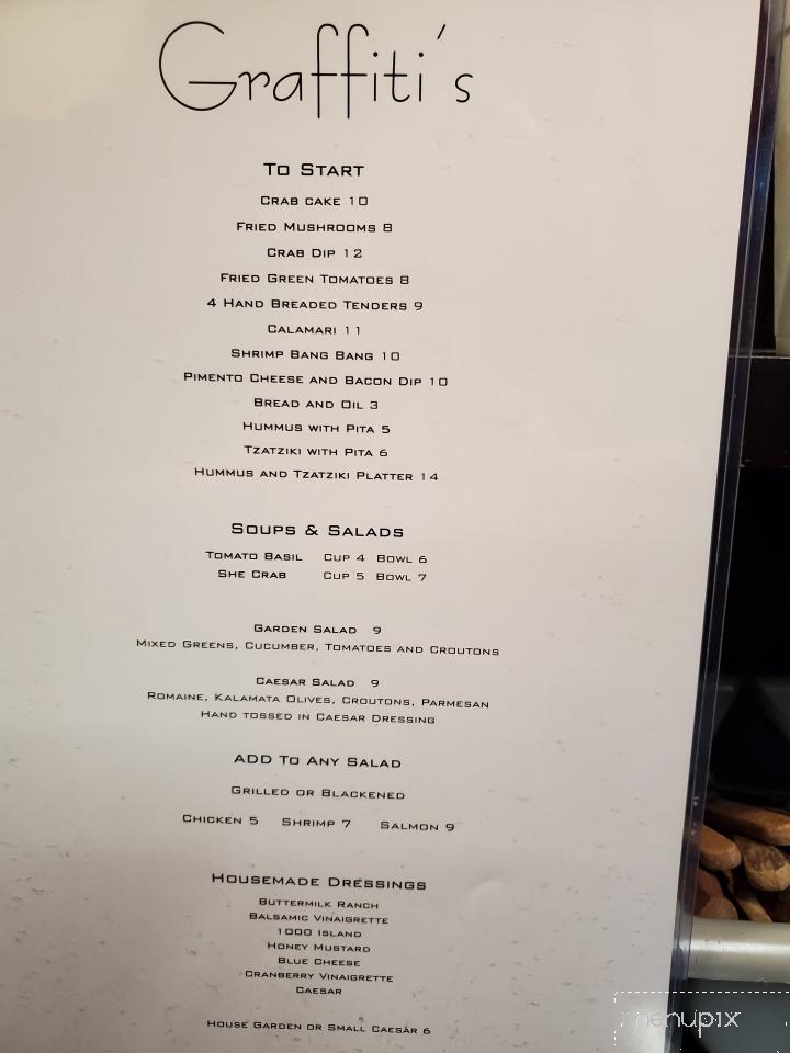 Graffiti's Restaurant - Lincolnton, NC menu_pic