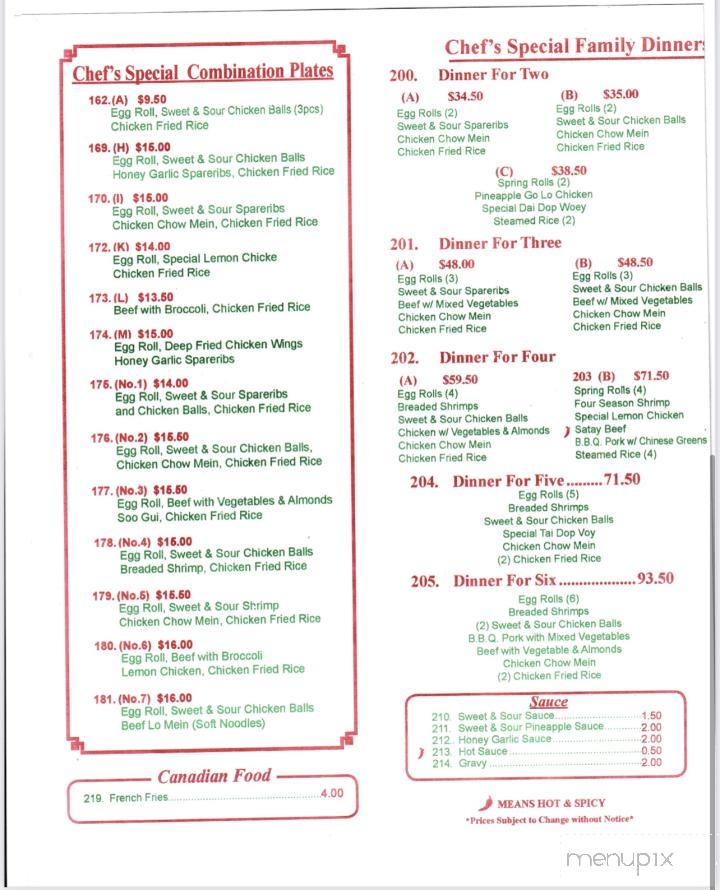 Double Happiness Chinese Restaurant - Midland, ON menu_pic