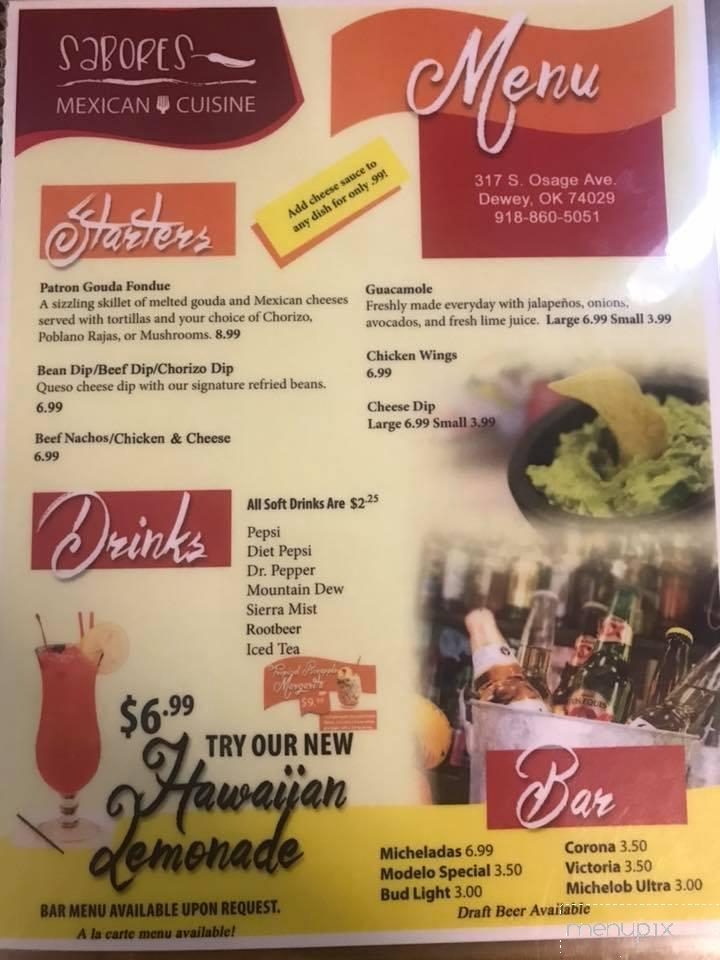 Sabores Mexican Cuisine - Dewey, OK menu_pic