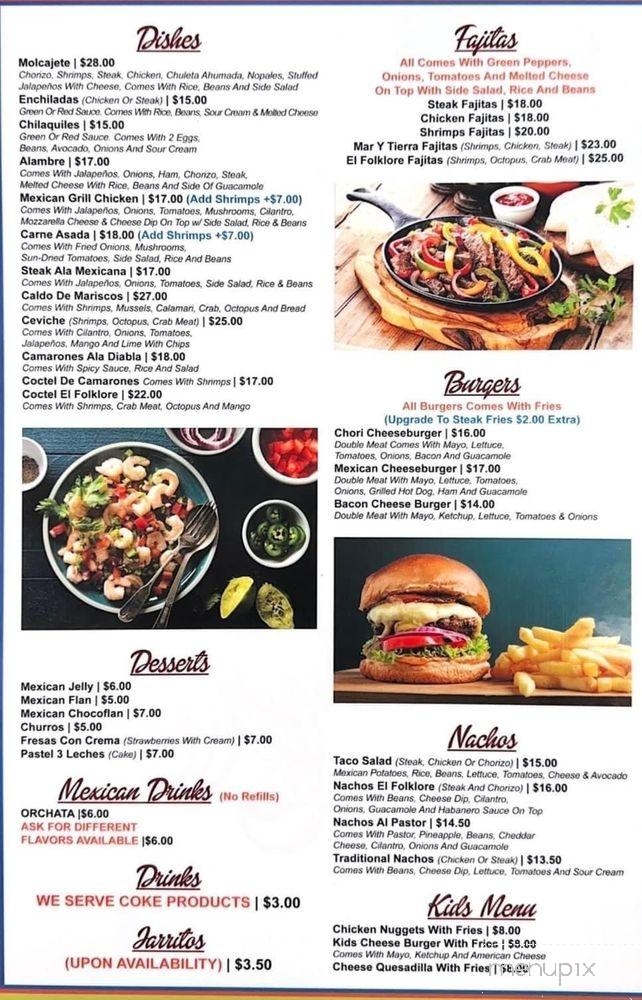 El Folkore De Mexico - Dover, DE menu_pic
