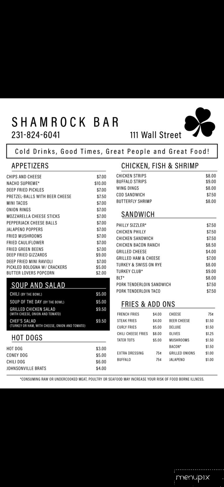 Shamrock Tavern - Manton, MI menu_pic