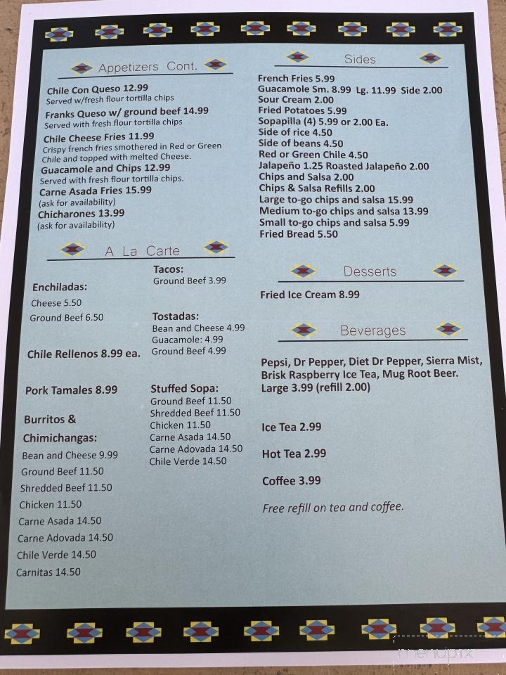 Francisca's Restaurant - Farmington, NM menu_pic