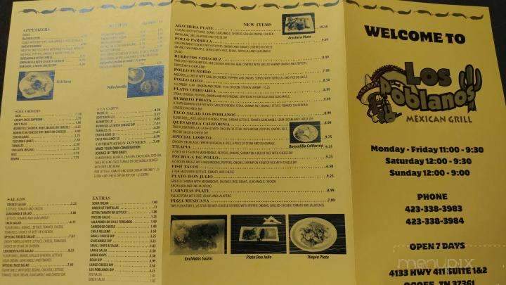 Los Pablanos - Ocoee, TN menu_pic