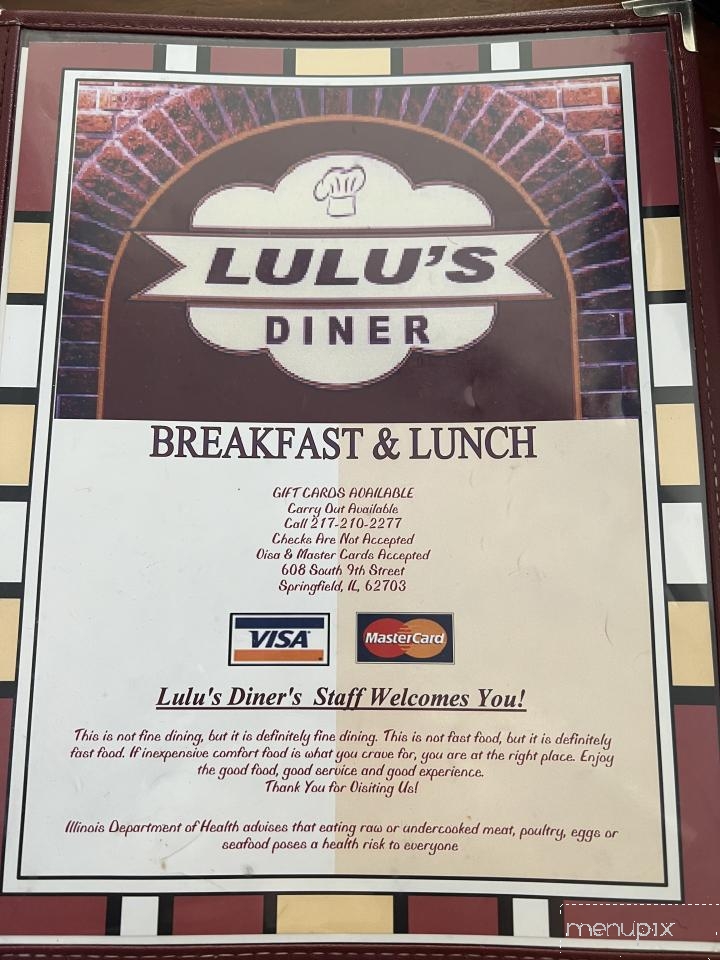 Lulu's Diner - Springfield, IL menu_pic