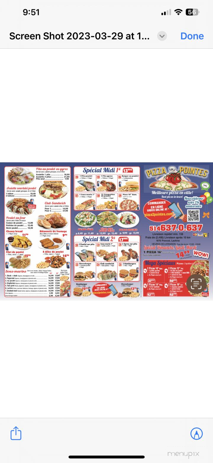 Pizza 2 Pointes - Lachine, QC menu_pic