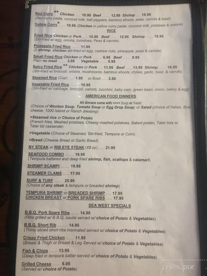 Sea West Restaurant - Crescent City, CA menu_pic