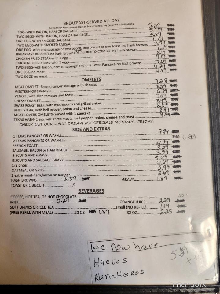 Arnold's Family Restaurant - Lone Star, TX menu_pic