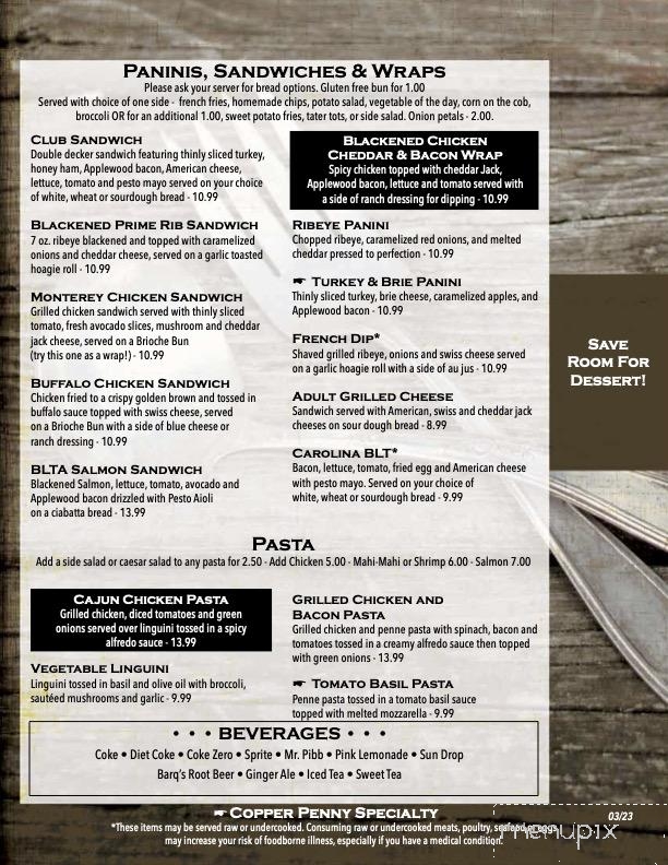 Copper Penny Grill - Forest City, NC menu_pic